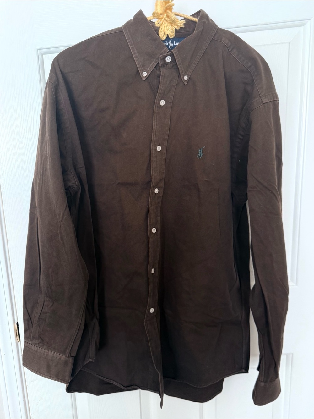 Vintage Ralph Lauren Brown Blake 100% cotton Button-Down Shirt size medium